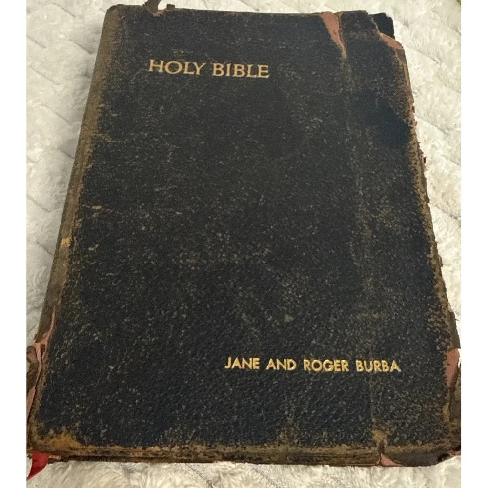 Vintage Holy Bible Black KJV Reference Ed Nelson 1959 Personalized Burba 1964